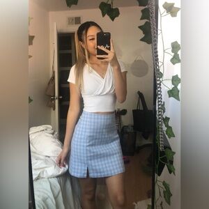 Brandy Melville blue plaid skirt